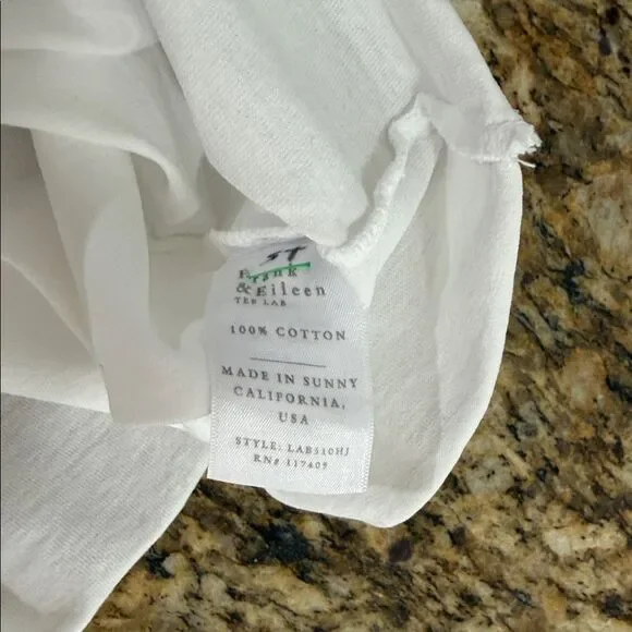 Frank & Eileen White 100% Cotton Long Sleeve Polo Popover Top Size S - Picture 7 of 10